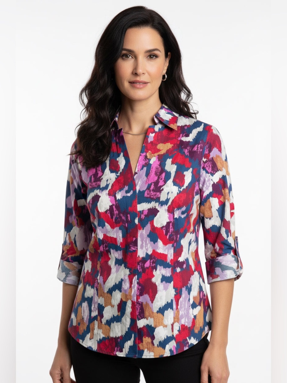 Taylor Multi Colored Short Sleeve Button-Down Shirt with Paisley Print